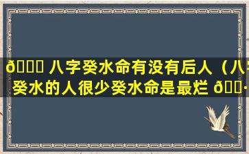 🐎 八字癸水命有没有后人（八字癸水的人很少癸水命是最烂 🌷 的命）